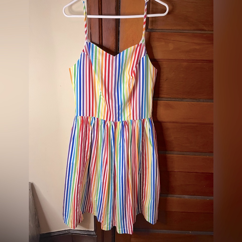 Rainbow Stripe Spaghetti Strap Dress